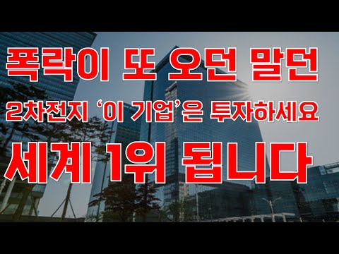 [상한가] 폭락이 또 오던말던 2차전지 '이 기업'은 투자하세요 세계 1위 됩니다![주식전망, 2024년주식전망, 8월주식전망, 대폭락]